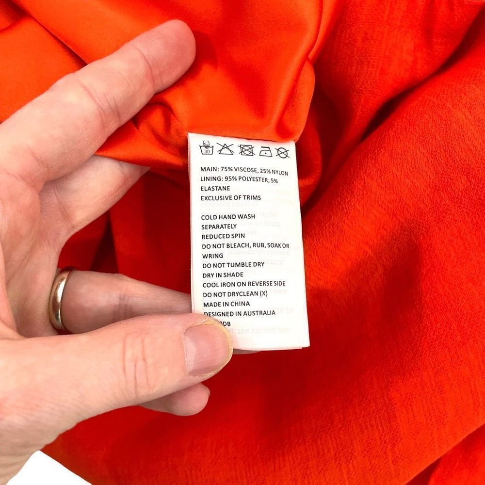 Bardot Zoe Wrap ruffle midi Dress In Flame Red‎ Size L - Picture 9 of 9
